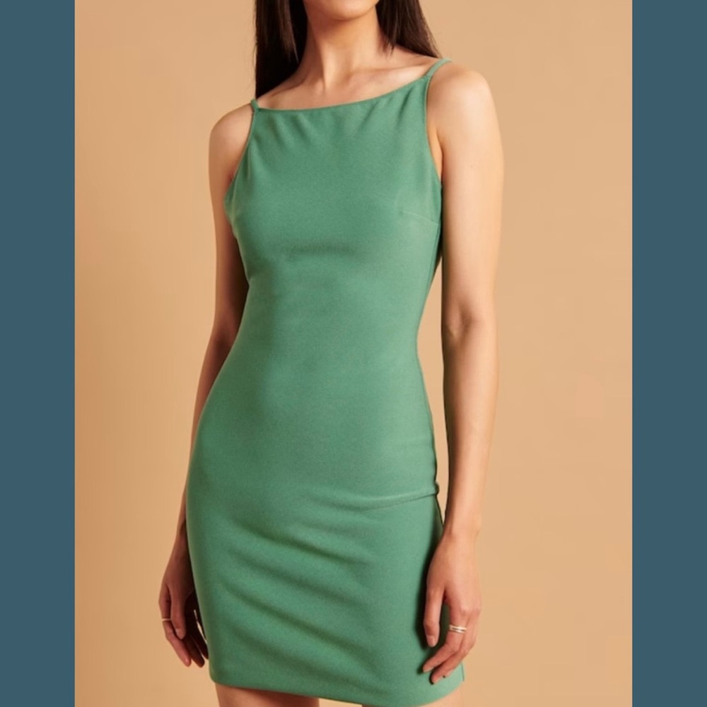 A&F Green Low Back, Boat Neck Mini Dress